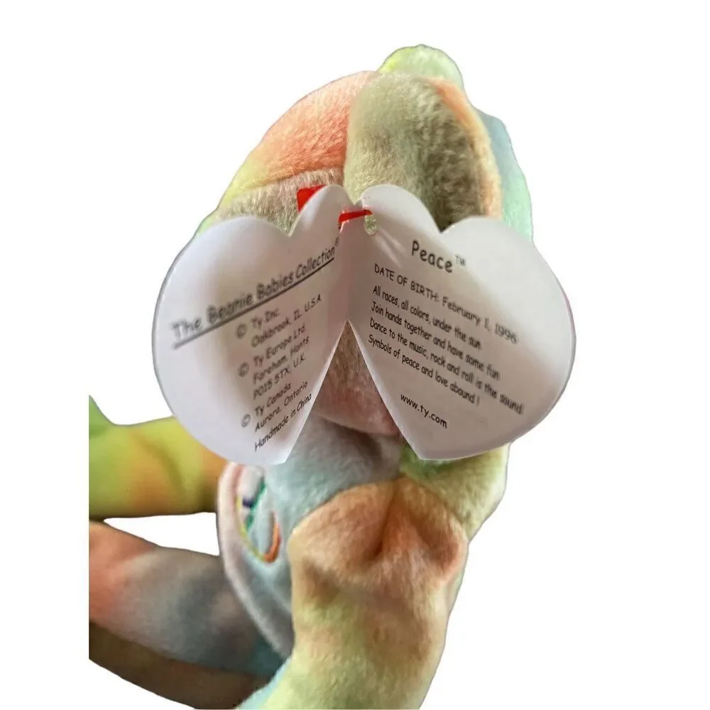 Peace Bear 1996 Ty Beanie Baby Plush Collectible Nostalgia Stuffed Animal Y2K Vi